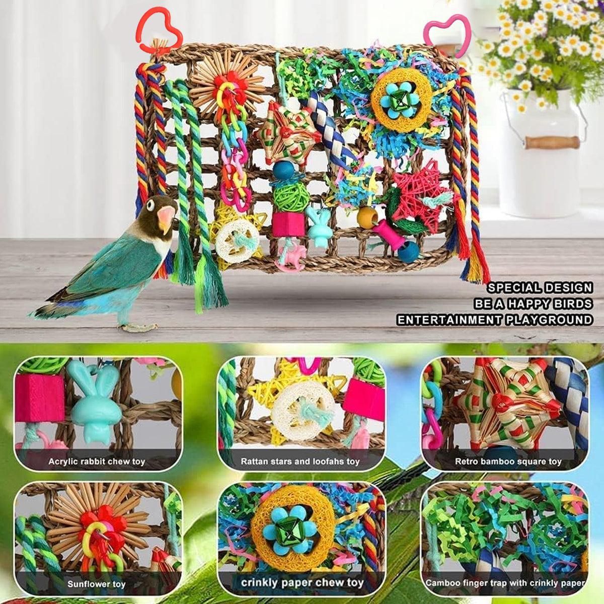 1-Piece Multicolour Bird Cage Climbing Net Toy, 28 x 21 cm