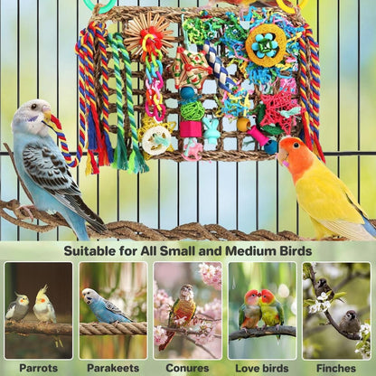 1-Piece Multicolour Bird Cage Climbing Net Toy, 28 x 21 cm