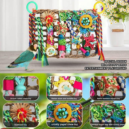 1-Piece Multicolour Bird Cage Climbing Net Toy, 28 x 21 cm