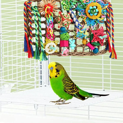 1-Piece Multicolour Bird Cage Climbing Net Toy, 28 x 21 cm