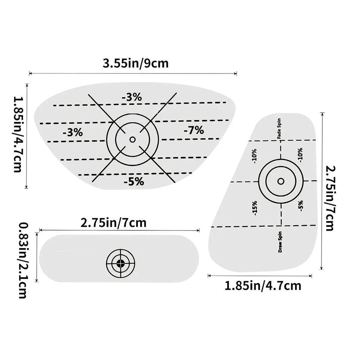 100 Golf Club Face Impact Stickers, 3 Types