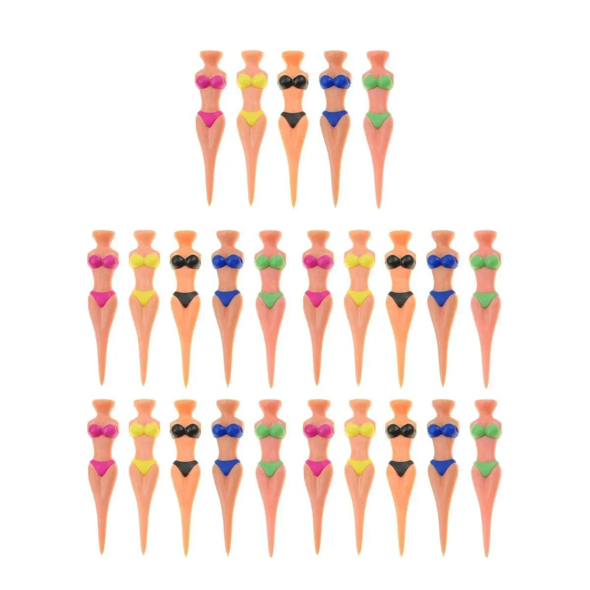 25-Piece 80 mm Novelty Figure Golf Tee Set, Assorted Colours