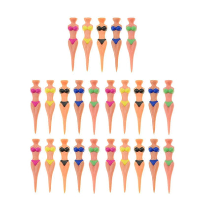 25-Piece 80 mm Novelty Figure Golf Tee Set, Assorted Colours