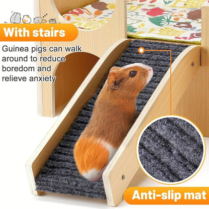 Natural-Finish Small Pet House with Ramp - 1 Piece