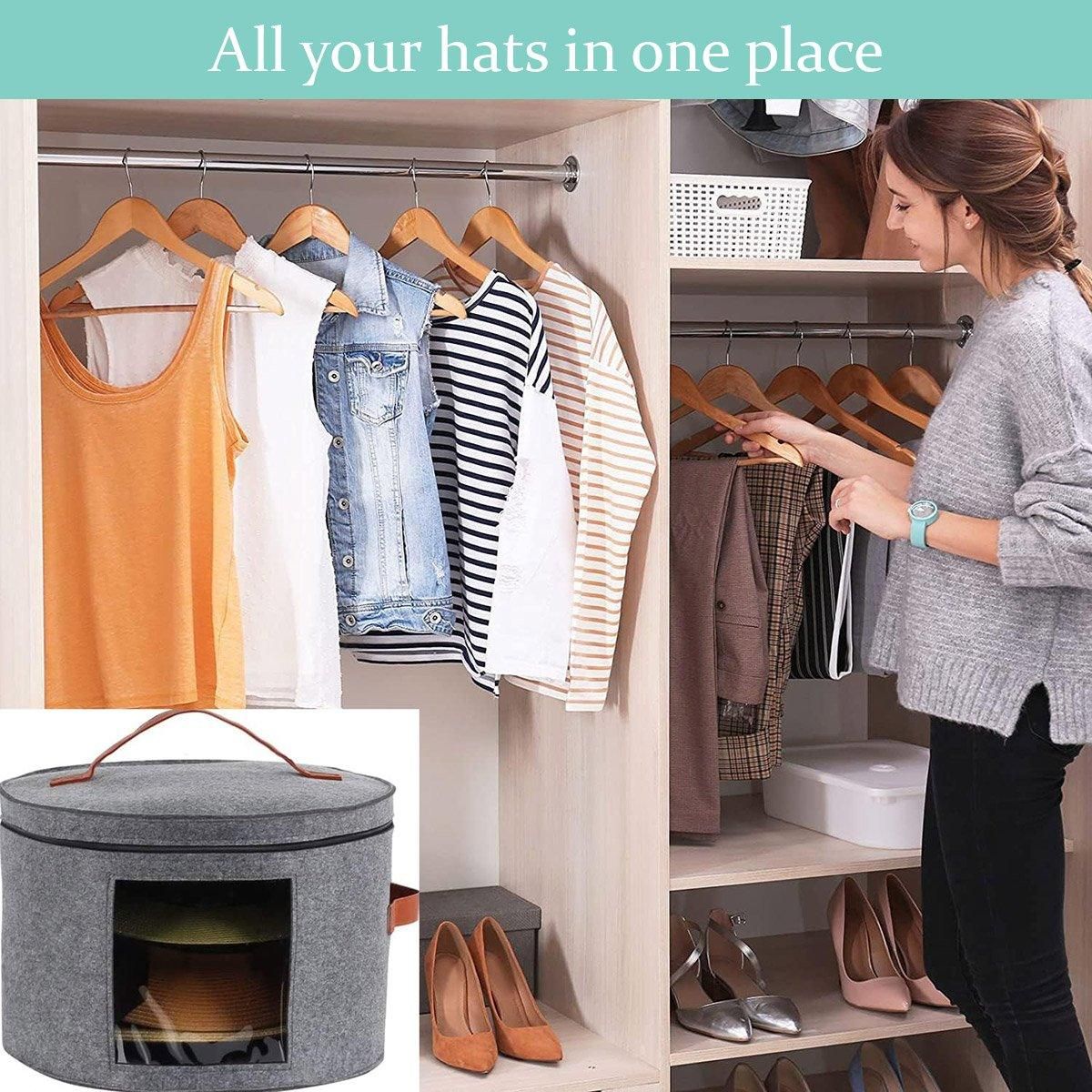 1-Piece Grey Felt Hat and Clothing Storage Case