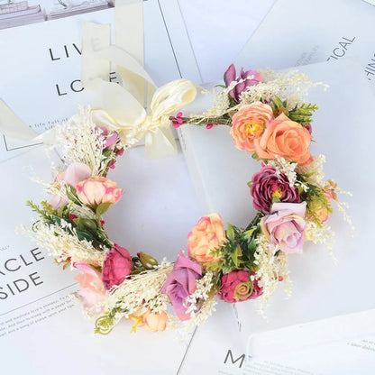 Artificial Flower Wreath Headband