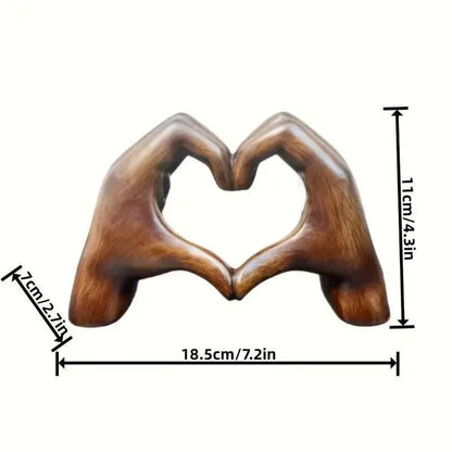 1-Piece Brown Heart-Hand Decorative Figurine, 18.5 cm
