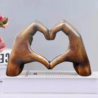1-Piece Brown Heart-Hand Decorative Figurine, 18.5 cm