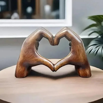 1-Piece Brown Heart-Hand Decorative Figurine, 18.5 cm