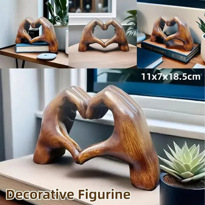 1-Piece Brown Heart-Hand Decorative Figurine, 18.5 cm