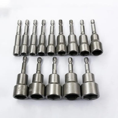 14 Pcs Magnetic Hex Socket Nut Driver Set, 1/4 Inch Hex Shank, 6-19mm