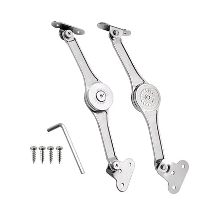 2 PCS Folding Lid Lift Up Stay Support Buffer Stop Hinge Silver With Soft-Close
