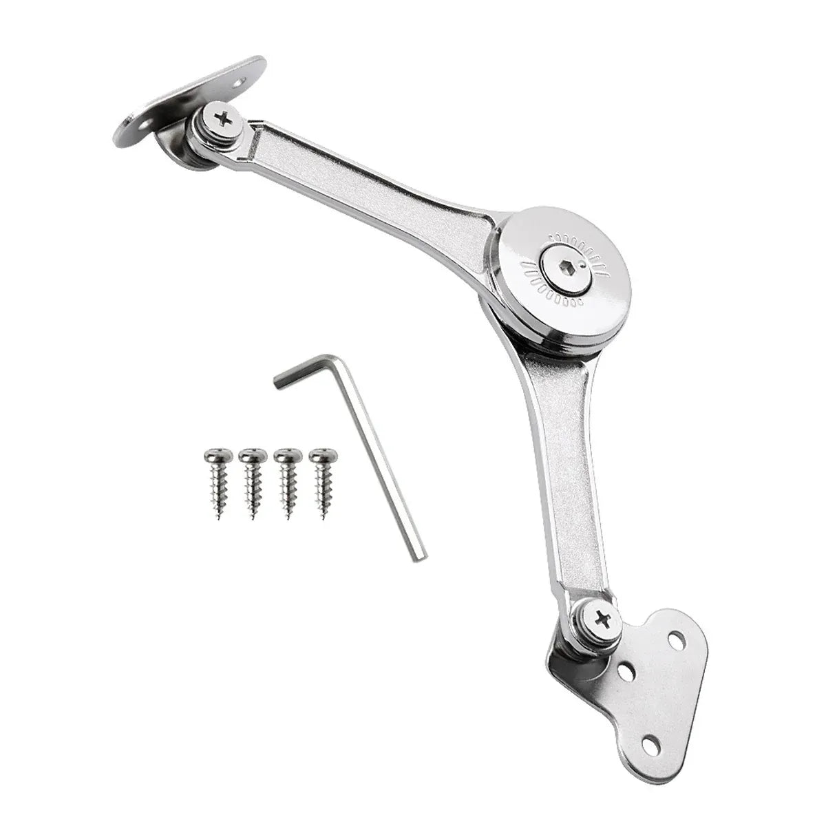 2 PCS Folding Lid Lift Up Stay Support Buffer Stop Hinge Silver With Soft-Close
