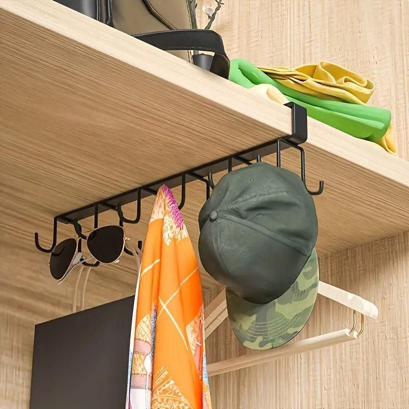2-Piece Black Under-Shelf Cup Holder Rack Set
