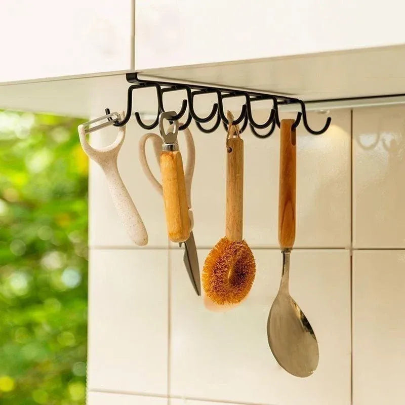 2-Piece Black Under-Shelf Cup Holder Rack Set