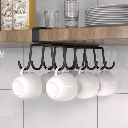 2-Piece Black Under-Shelf Cup Holder Rack Set