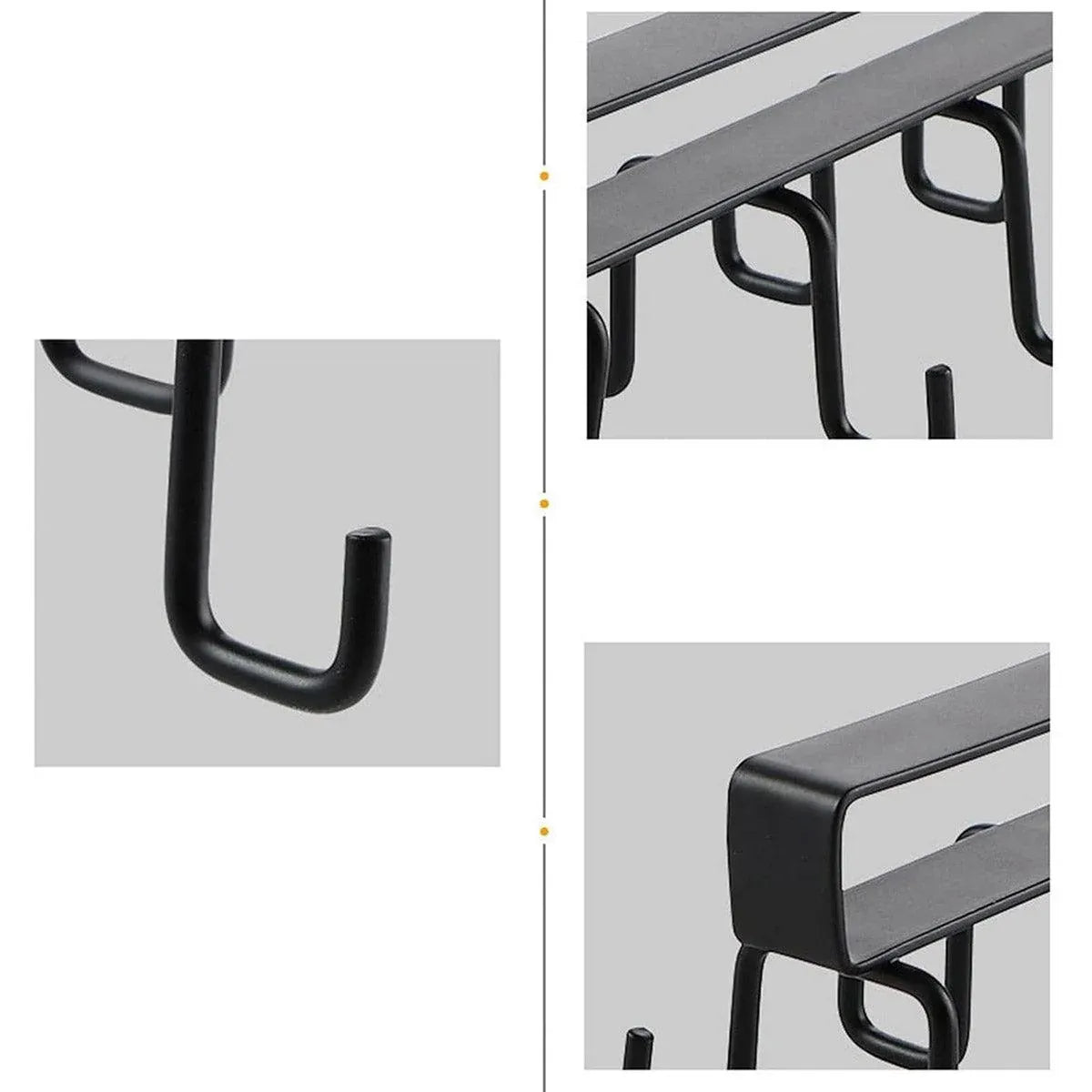 2-Piece Black Under-Shelf Cup Holder Rack Set