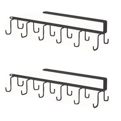 2-Piece Black Under-Shelf Cup Holder Rack Set