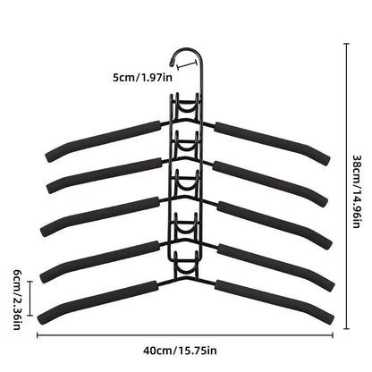 Space saving Multi layer Folding Hanger Hook Closet Organizer Clothes Rack - Black