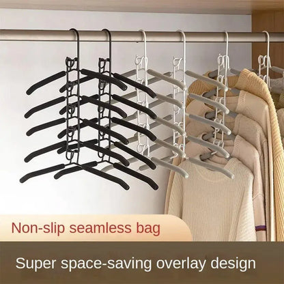 Space saving Multi layer Folding Hanger Hook Closet Organizer Clothes Rack - Black