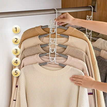 Space saving Multi layer Folding Hanger Hook Closet Organizer Clothes Rack - Black