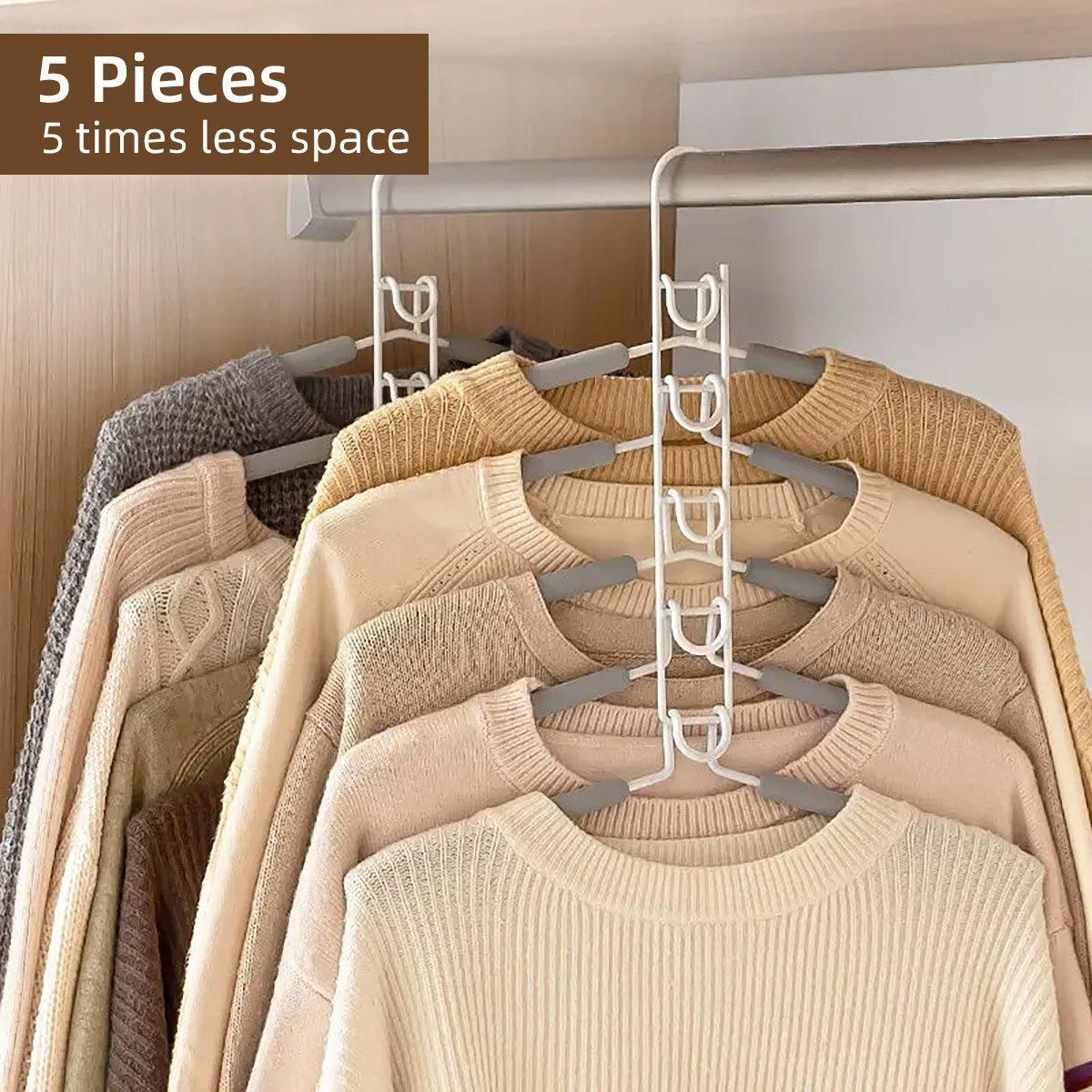 Space saving Multi layer Folding Hanger Hook Closet Organizer Clothes Rack - Black