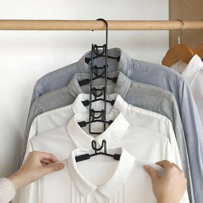 Space saving Multi layer Folding Hanger Hook Closet Organizer Clothes Rack - Black