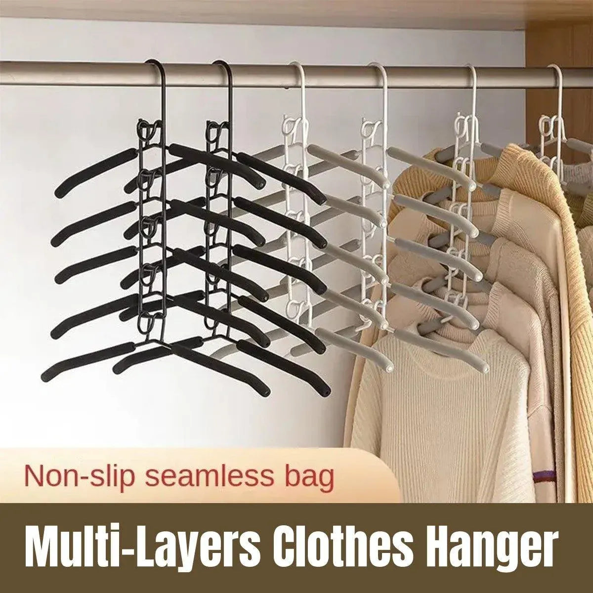 Space saving Multi layer Folding Hanger Hook Closet Organizer Clothes Rack - White