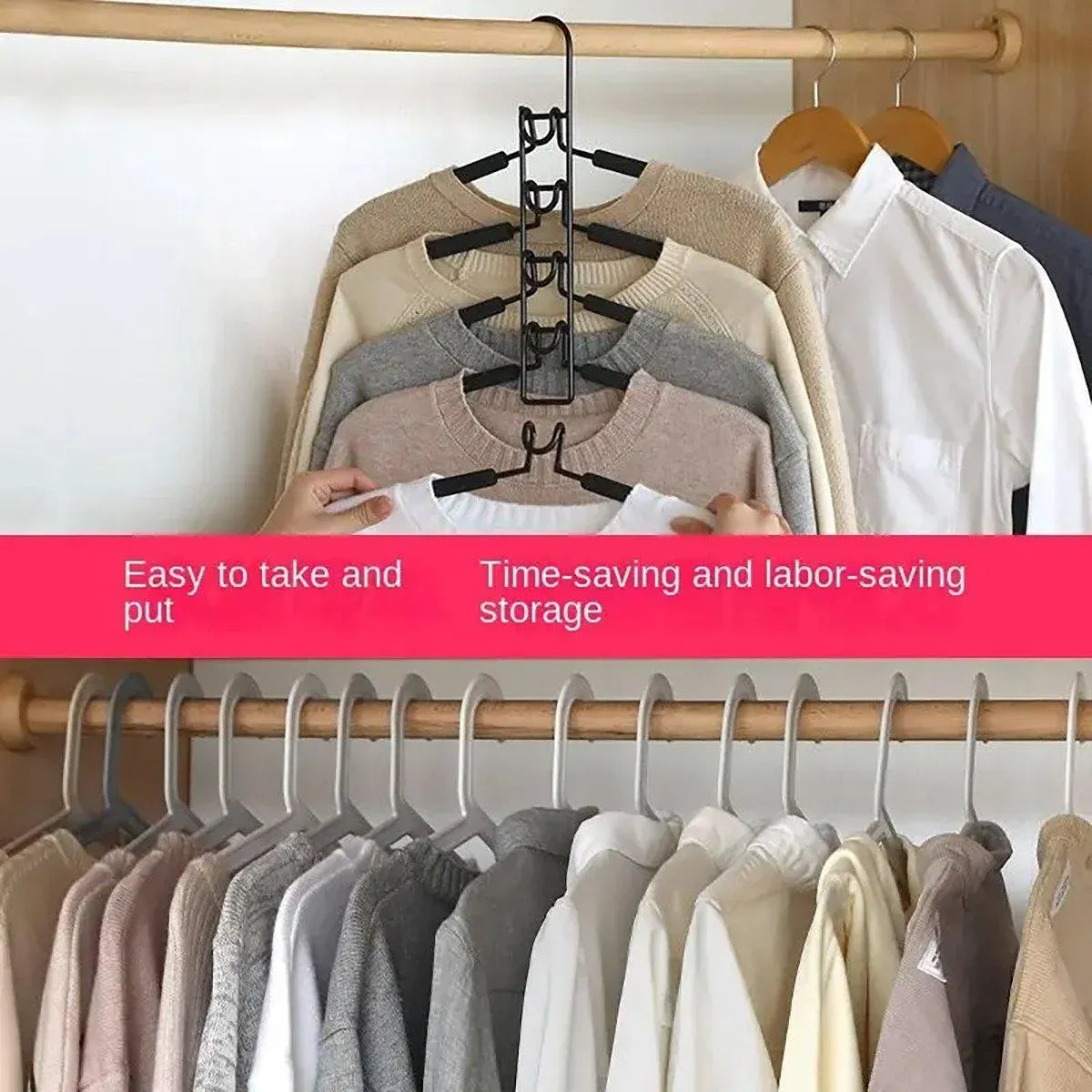Space saving Multi layer Folding Hanger Hook Closet Organizer Clothes Rack - White