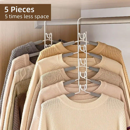 Space saving Multi layer Folding Hanger Hook Closet Organizer Clothes Rack - White