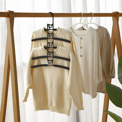 Space saving Multi layer Folding Hanger Hook Closet Organizer Clothes Rack - White
