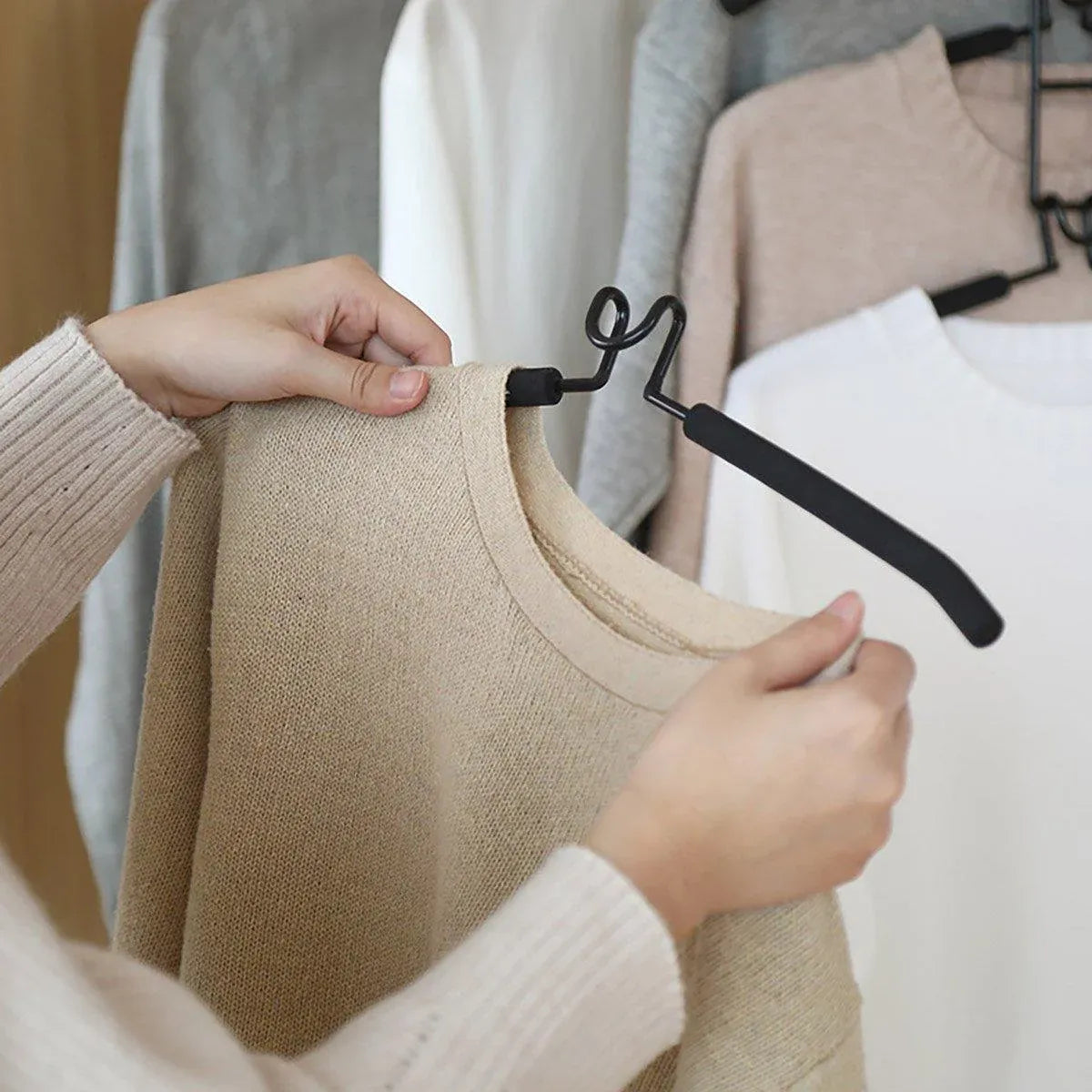Space saving Multi layer Folding Hanger Hook Closet Organizer Clothes Rack - White