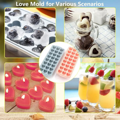 2-Piece 21-Cavity Heart Ice Tray Set in Pink and Blue