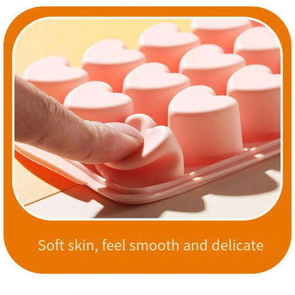 2-Piece 21-Cavity Heart Ice Tray Set in Pink and Blue
