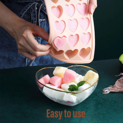 2-Piece 21-Cavity Heart Ice Tray Set in Pink and Blue