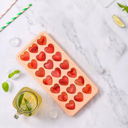 2-Piece 21-Cavity Heart Ice Tray Set in Pink and Blue