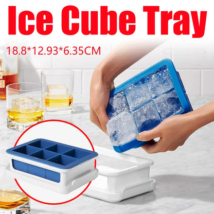 3-Piece 6-Cell Ice Cube Tray Set with Lid and Storage Container