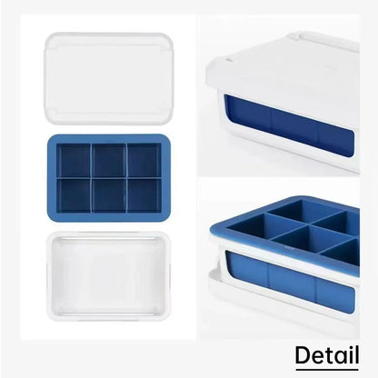 3-Piece 6-Cell Ice Cube Tray Set with Lid and Storage Container