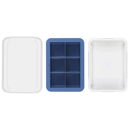 3-Piece 6-Cell Ice Cube Tray Set with Lid and Storage Container