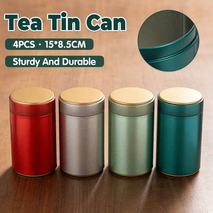 4PCS Airtight Coffee Bean Tea Storage Tin Set 4 Colour for Kitchen Pantry Use