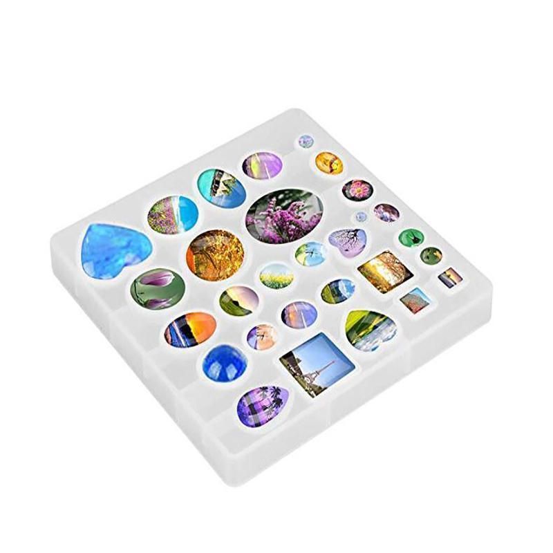 31 Pcs DIY Resin Casting Mould and Pendant Tray Kit for Jewellery Making