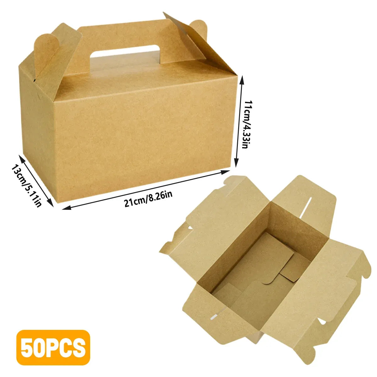 50-Piece Large Kraft Paper Takeaway Box Set