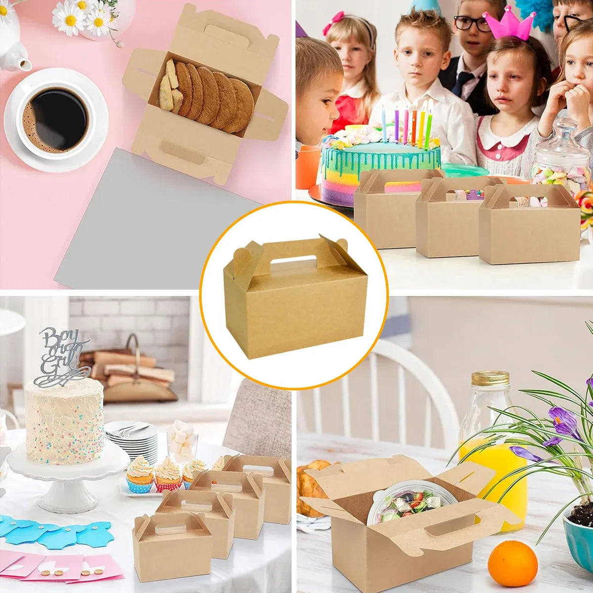 50-Piece Large Kraft Paper Takeaway Box Set