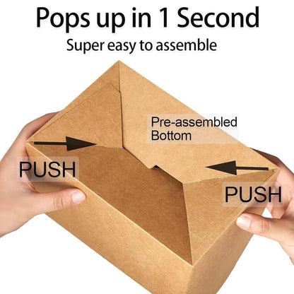 50-Piece Large Kraft Paper Takeaway Box Set
