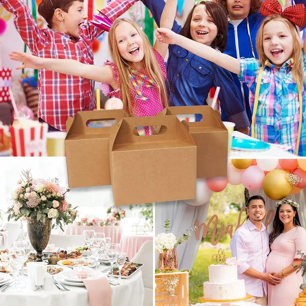 50-Piece Large Kraft Paper Takeaway Box Set