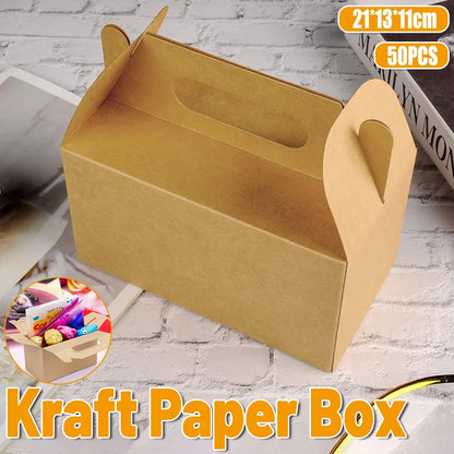 50-Piece Large Kraft Paper Takeaway Box Set