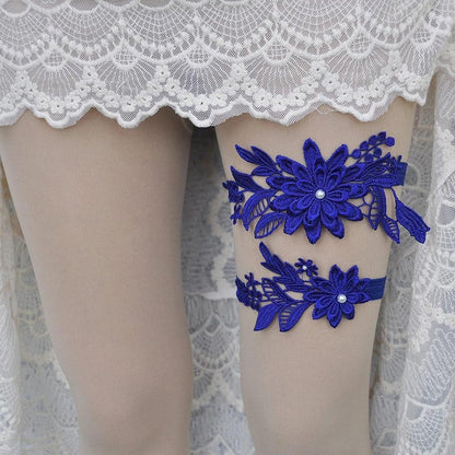 4-Piece Blue Lace Bridal Garter Set