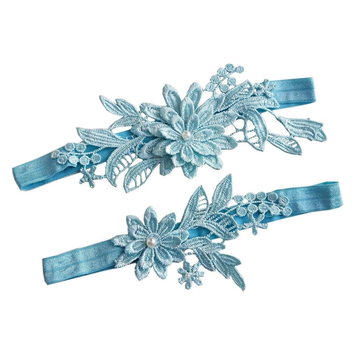 4-Piece Blue Lace Bridal Garter Set