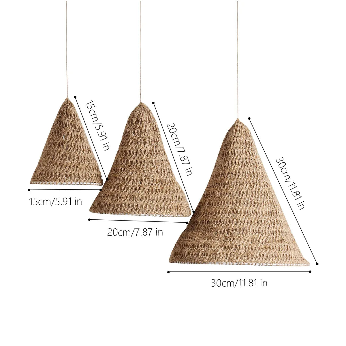 3PCS Woven Lampshade Set Pendant Light Cover for Ceiling Hanging Lamp Durable