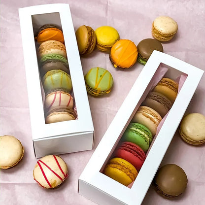 50-Pack White Drawer-Style Window Pastry Boxes, 20.5 x 7 x 5 cm